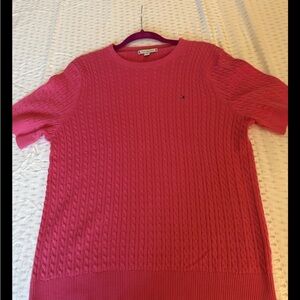 Women’s Tommy Hilfiger, pink short sleeve cable knit sweater extra large NWOT